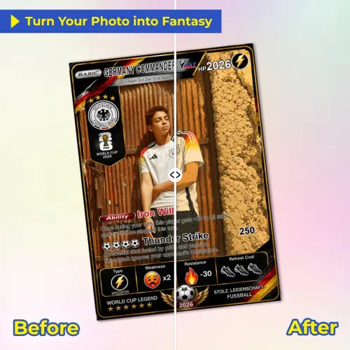 World Cup 2026 Custom Soccer Card, Personalized Football Trading Card, Pokémon-Style Fan Card with Photo, Unique Gift for Soccer Fans - CPC-WC-GER